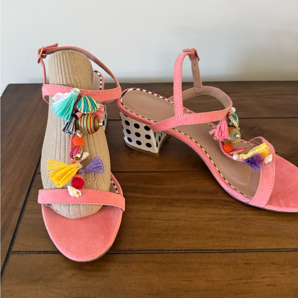 Betsey Johnson Colorful Tassel Embellished Sandals 8.5